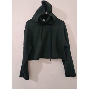 Alo Hunter Green Cropped Pullover Hoodie